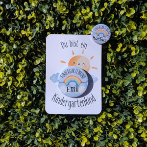 Button Magnet personalisiert Kindergartenkind Regenbogen mit Name Geschenk für die Kindergartentüte Kindergartenstart