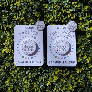 Button Magnet endlich großer Bruder schon wieder großer Bruder Geschenk zur Geburt zur Babyparty für Geschwisterkinder