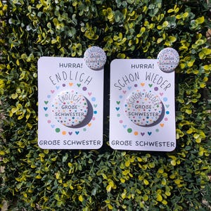Button Magnet endlich große Schwester schon wieder große Schwester Geschenk zur Geburt zur Babyparty für Geschwisterkinder