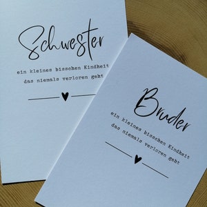 Postkarte Bruder Schwester, Karte für Geschwister, Geschenkbeilage