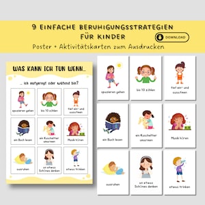9 semplici strategie calmanti per i bambini Poster stampabili e schede di attività Impara a comprendere emozioni e sentimenti