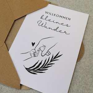 Postkarte zur Geburt, Willkommen kleines Wunder neue Eltern