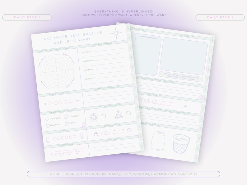 Wellness Journal Digital Wellness Planner Self Care Etsy