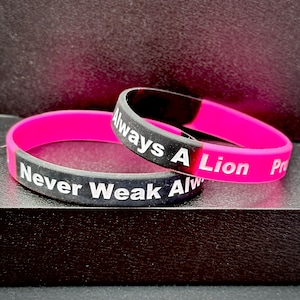 Mental Health Awareness Silicone Wristband - Never Weak Always A Lion/Proverbs 30:30 Bracelet, Inspiration, sport rubber bracelet