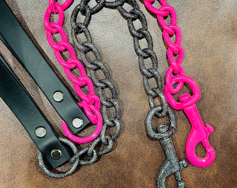 23in 4mm Chain Traffic Lead/Leash Custom Powder Coated for Dogs, Biothane