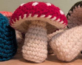 Crochet Mushrooms, Crochet Knick-Knacks, Crochet Desk Supplies, Pin Cushion, Hand-Crochet Mushrooms, Decorative Mushrooms