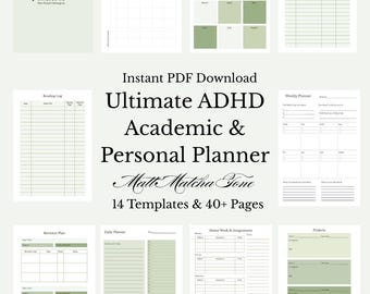 2025-2026 Academic Planner: Muted Matcha Student Organizer (Digital Download)