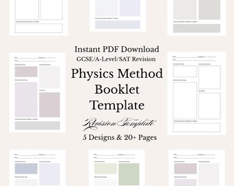 Physics Method Sheet: Printable Study Template (Digital Download)
