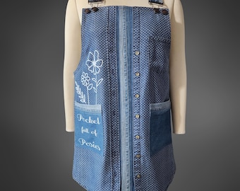 Upcycled Denim Overalls Dress: Women's