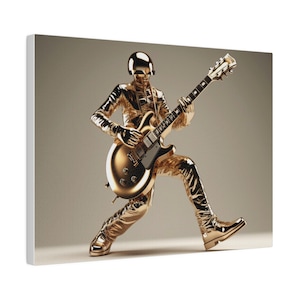 Amateur de guitare, mate, toile tendue de 0,75 po. Fan de guitariste, art de la guitare, futur guitariste, musicien doré, cadeau de Noël, cadeau amusant et futuriste