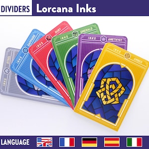 INK COLOR DIVIDERS Lorcana 6 Stück Trenner - Lorcana Trading Card Game tcg Kartendeck-Teiler - Aufbewahrung und Organisation