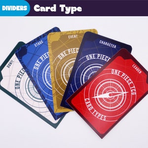 One Piece tcg 5 DIVIDERS CARD TYPES - One Piece Card Separators - Card deck storage organization