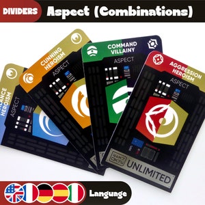 ONBEPERKTE 12 verdelers - ASPECTCOMBINATIES Star Wars Unlimited Card Separators - Opbergruimte voor kaartenkaarten