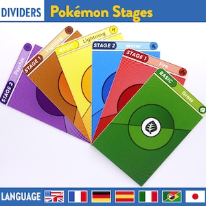 Separadores de POKÉMON 33 Etapas Separadores de Pokémon TCG - Separadores de juegos de cartas - Organización del almacenamiento de cartas