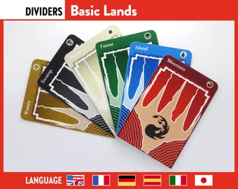 MTG 9 Dividers Basic Lands Magic The Gathering tcg  Trading Card Game separators Card collection deck box storage organisation /organization