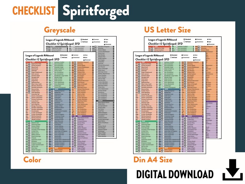 CARD CHECKLIST SPIRITFORGED Riftbound League of Legends Trading Card ...
