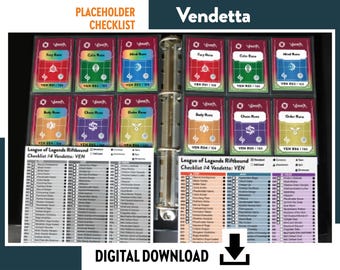 VENDETTA CHECKLIST & PLACEHOLDERS Riftbound League of Legends Trading Card Game album Binder Collection organizer