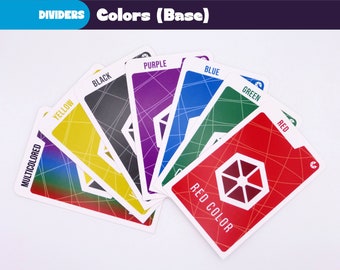 May include: A set of eight color-coded cards with a hexagonal design and the words "Red Color" on one card. The cards are labeled with the colors: Multicolored, Yellow, Black, Purple, Blue, Green, and Red.