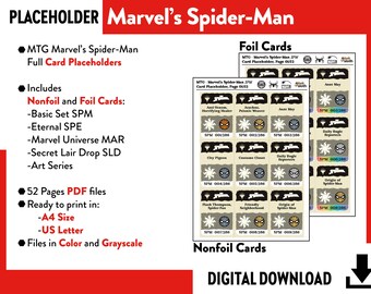 CARD PLACEHOLDER Marvel's Spider-Man - Mtg Magic the Gathering Card List Binder collection organizer CARD PLACEHOLDER Marvel's Spider-Man - Mtg Magic the Gathering Card List Binder collection organizer