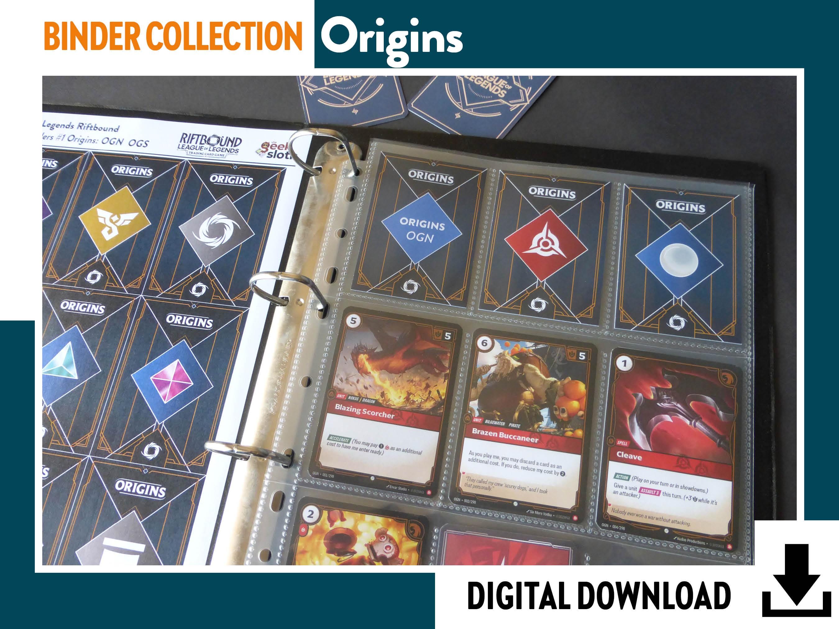 BINDER COLLECTION ORIGINS Riftbound League of Legends - Checklist,  Placeholders, Covers & Dividers Pokmon Trading Card Game Album Organizer -  Etsy