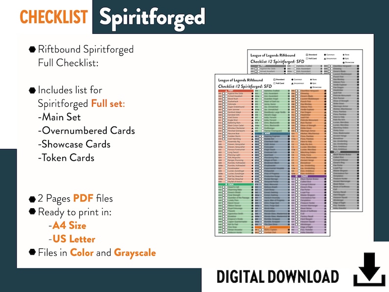 CARD CHECKLIST SPIRITFORGED Riftbound League of Legends Trading Card ...