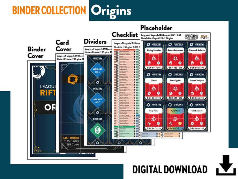 BINDER COLLECTION ORIGINS Riftbound League of Legends - Checklist ...
