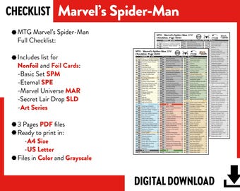 CARD CHECKLIST Marvel's Spider-man - Mtg Magic the Gathering Card List  Binder Organizer - Etsy