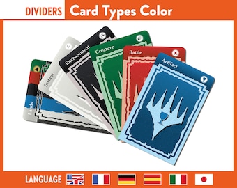 Mtg 63 Dividers CARD TYPE MANA for Magic the Gathering: tcg Organizer Cards Deck Dividers Separators  Cards for Organizing mtg Trading Cards