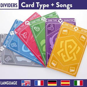 TYPES DE CARTES ET CHANSONS Intercalaires Lorcana Séparateurs 30 pièces - Jeu de cartes à collectionner Lorcana tcg Intercalaires pour jeux de cartes - Organisation du stockage/organisation