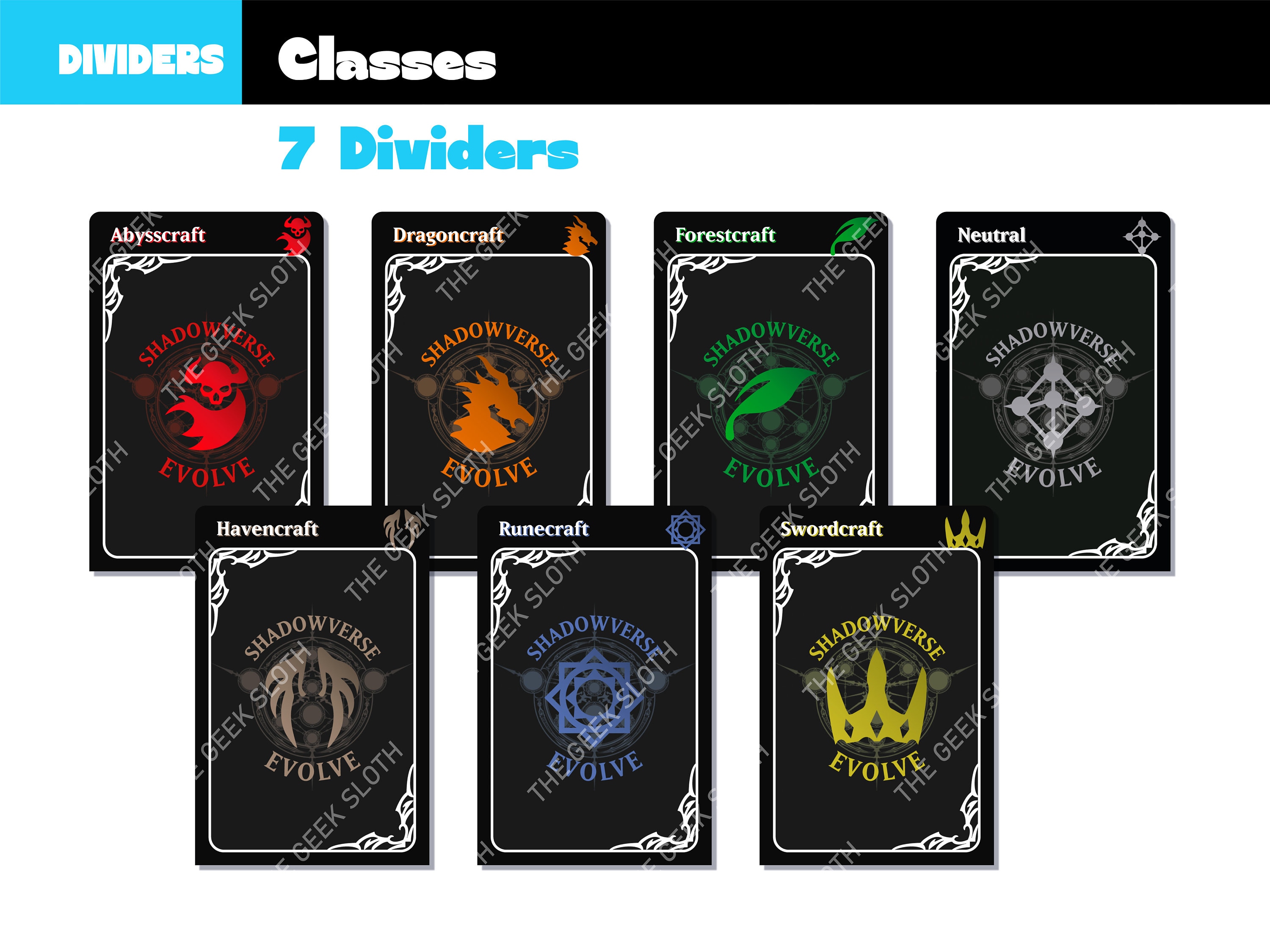 Shadowverse Evolve Classes Dividers- Trading Card Game Separators