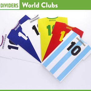 WORLD CLUB FOOTBALL Dividers - World Teams Soccer Fútbol Tcg dividers - Cardgame separators - Storage organisation Trading Card Game