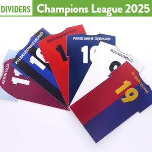 CHAMPIONS LEAGUE 2025 FOOTBALL Dividers - Europe Soccer Fútbol Tcg dividers - Cardgame separators - Storage organisation Trading Card Game