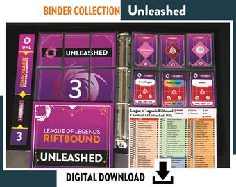BINDER COLLECTION UNLEASHED Riftbound League of Legends - Checklist, Placeholders, Covers & Dividers Card Game Album Organizer