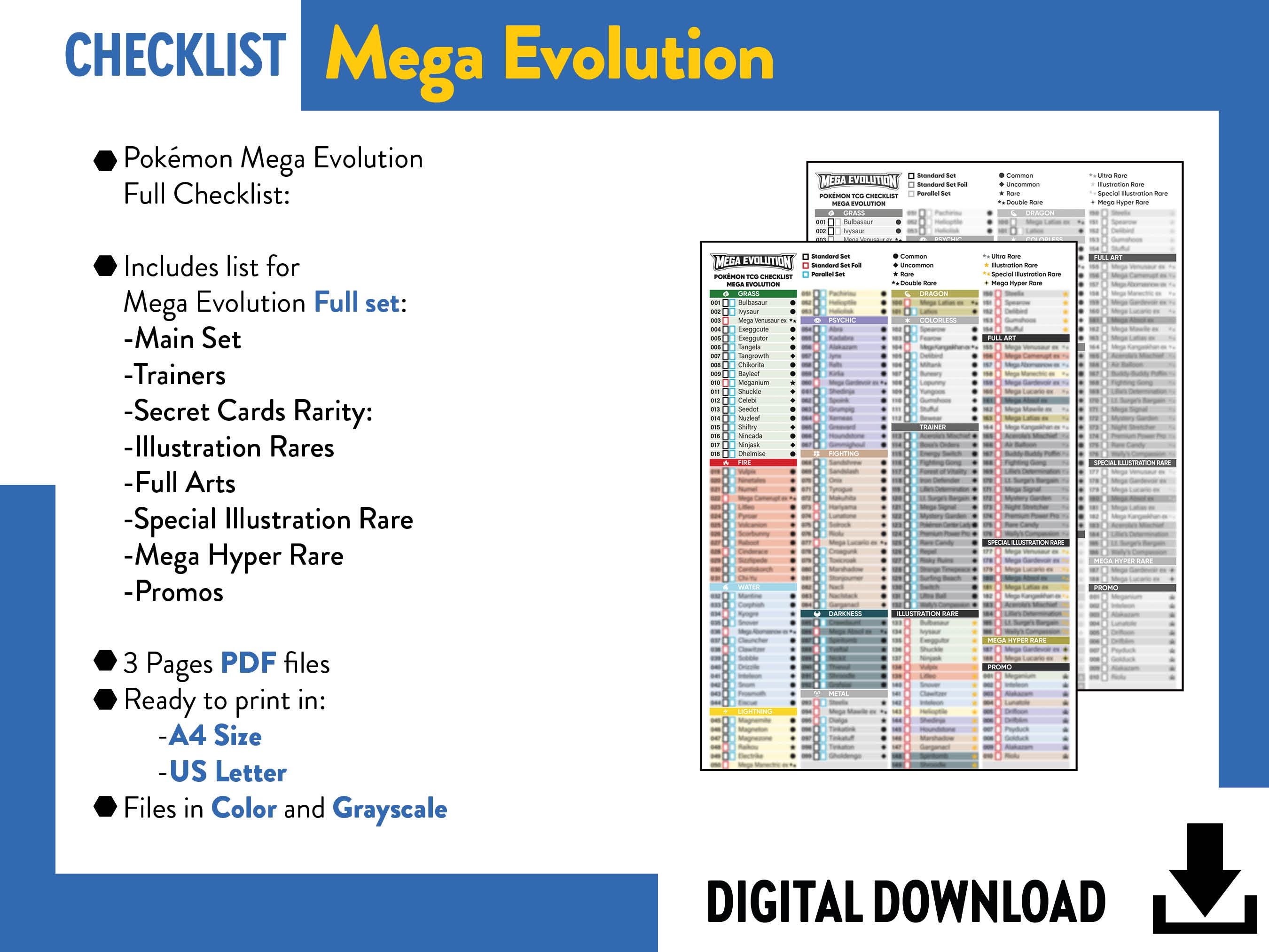 CARD CHECKLIST Mega Evolution - Pokémon Trading Card Game Album Binder ...