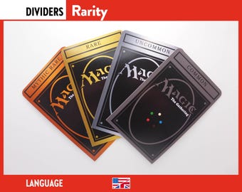 MTG CARD RARITY Magic The Gathering Dividers Trading Card Game Deck Trenner Aufbewahrung Organisation Organisation