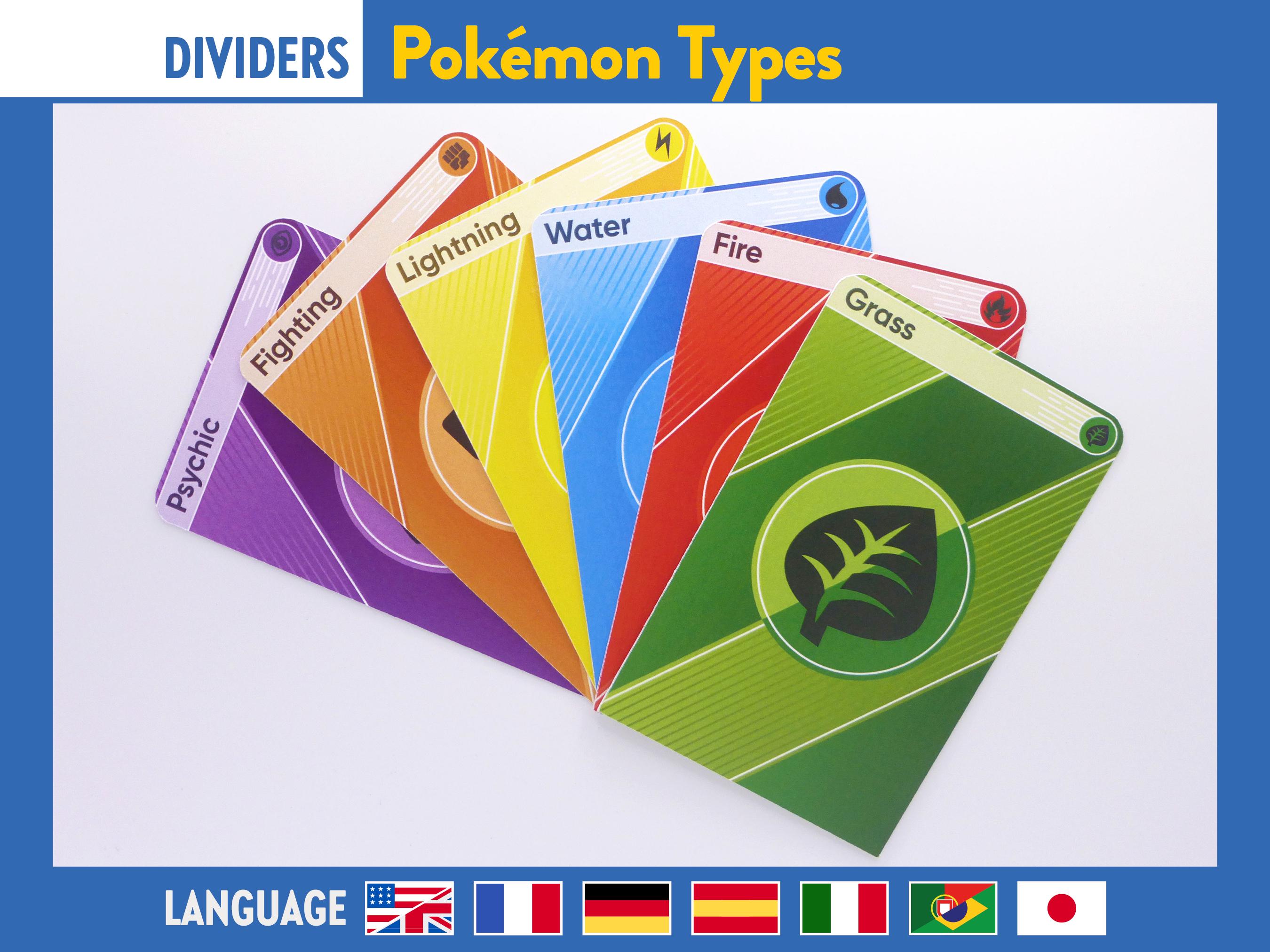 POKMON CARD TYPE Dividers 12 Separators Tcg Card Organizer - Etsy