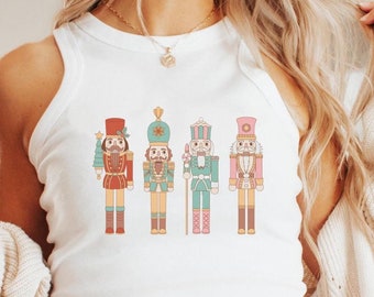 Retro Nutcracker Christmas Tank Top, Racerback X-mas Shirt