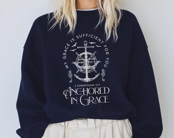 Nautisches christliches Hemd, Christentums-Geschenk-Bibel-Vers-Navy-Sweatshirt
