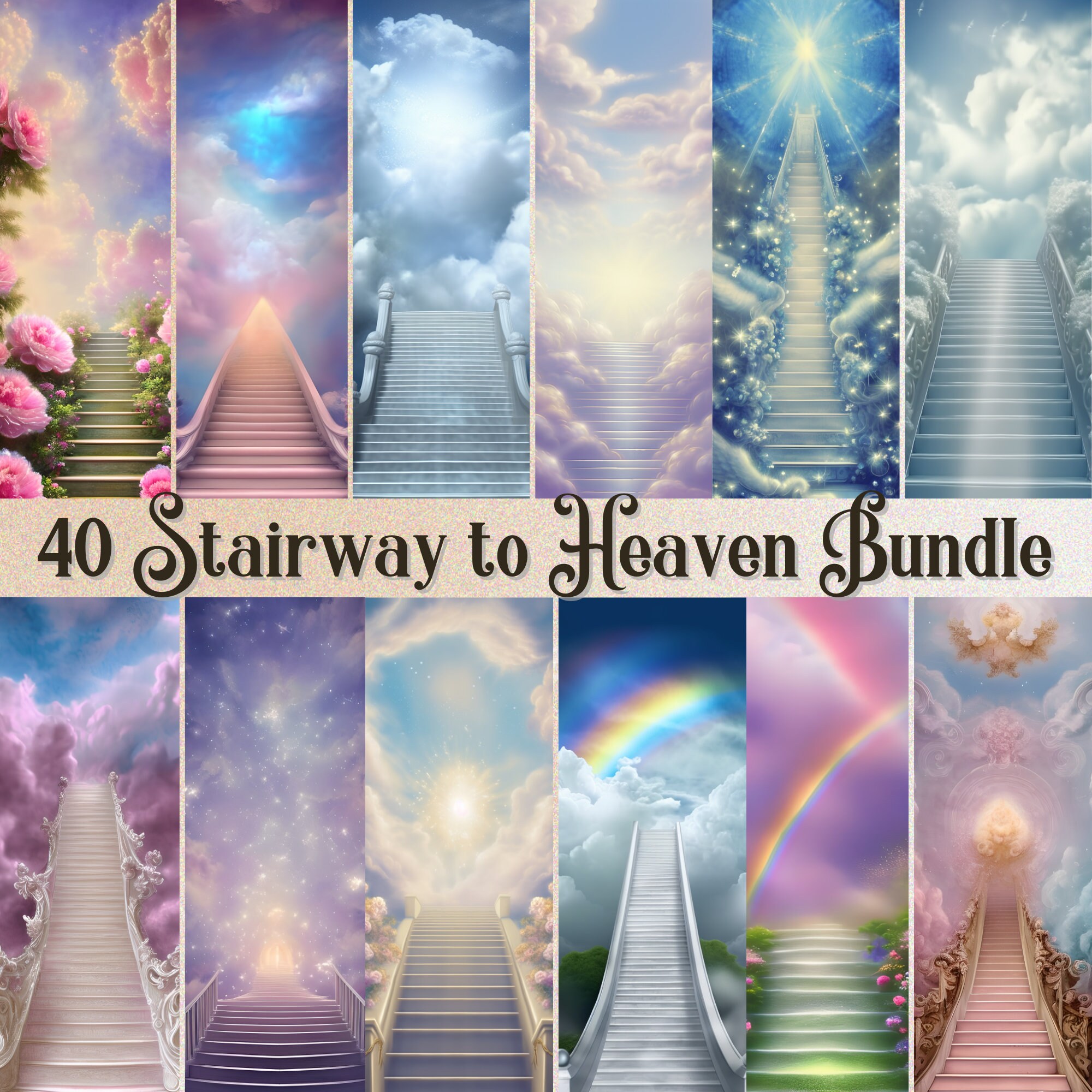  DORCEV 10x8ft Heaven Backdrop Stairs to Heaven