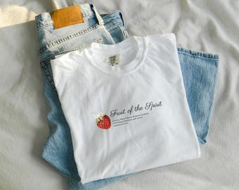 Frucht des Geistes Ästhetik Christian Kokette Komfort Farben Bibel Vers T-Shirt für Mädchen
