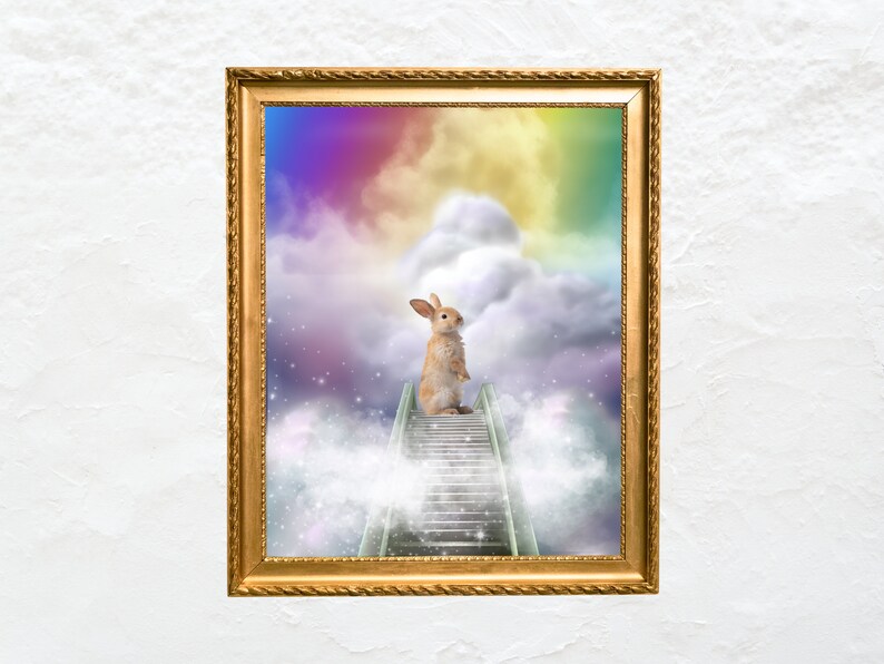 Rainbow Bridge Dog Stairway to Heaven Instant Access Digital Art Pet