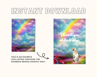 Rainbow Bridge Digital Frame Instant Download PNG Pet Loss Gift ...
