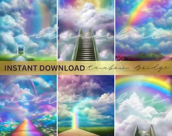 Rainbow Bridge Art | Pet Memorial Backgrounds (Digital Download)