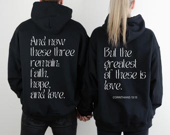 Passendes christliches Paar Hoodie, Jubiläumsgeschenk für religiöses Paar, Bibel-Vers-Shirt-Verlobungsgeschenk