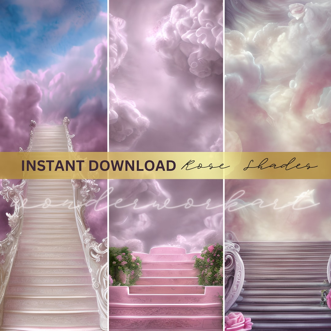 Stairway to Heaven Printable Digital Art 3 Jpgs Rose Shades - Etsy