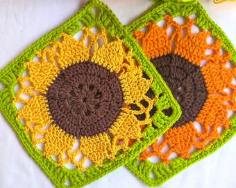 Schema Uncinetto Quadrato Girasole in Pizzo – PDF Istantaneo | Motivo Floreale Aria, Uncinetto 2 mm, Filato di Cotone,Tutorial Estivo Facile