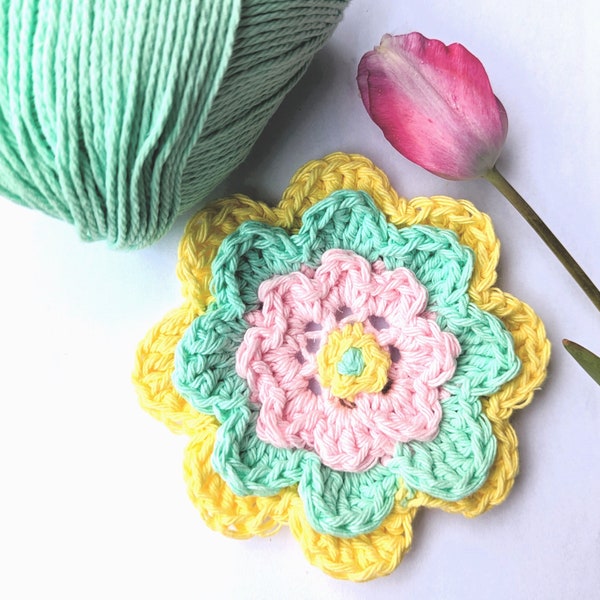 Spring Flower Brooch Crochet Pattern/ Applique Pattern Decor