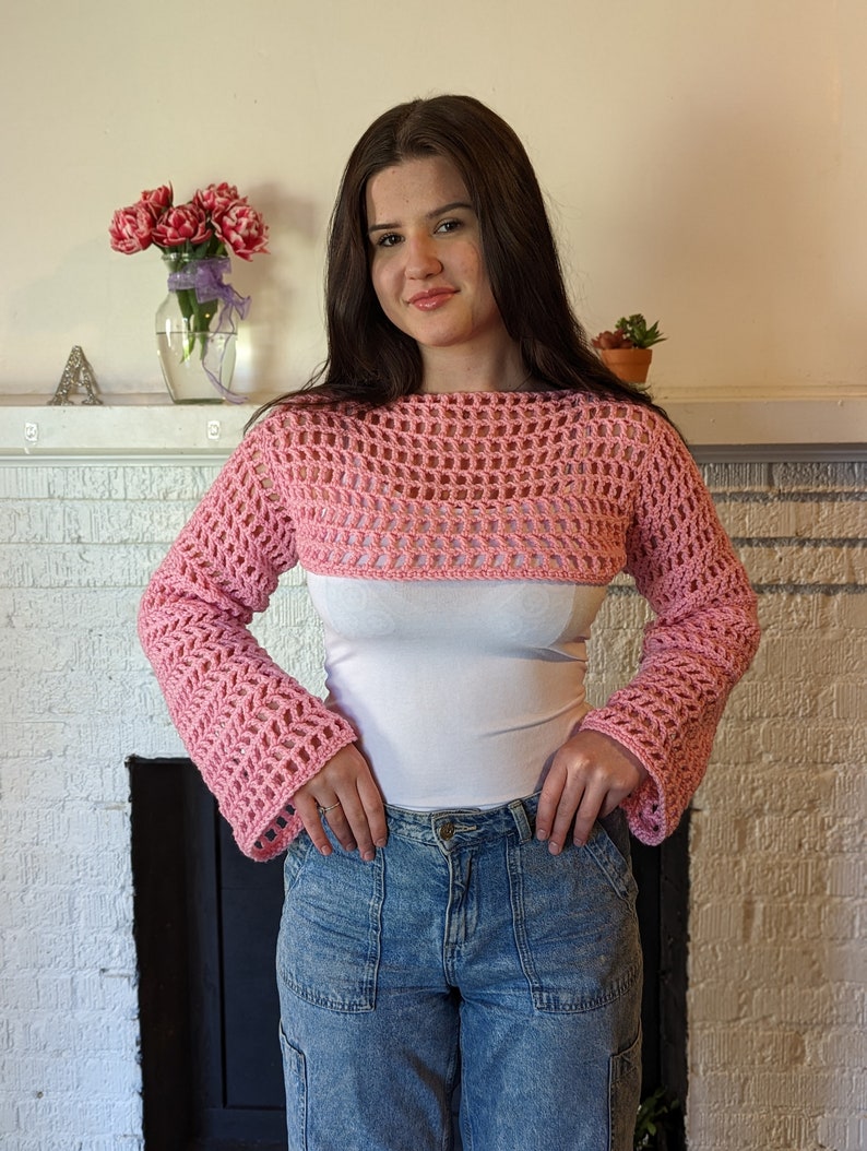 Cropped Shrug Crochet Pattern/crochet Mesh Jumper/ Shrug Etsy
