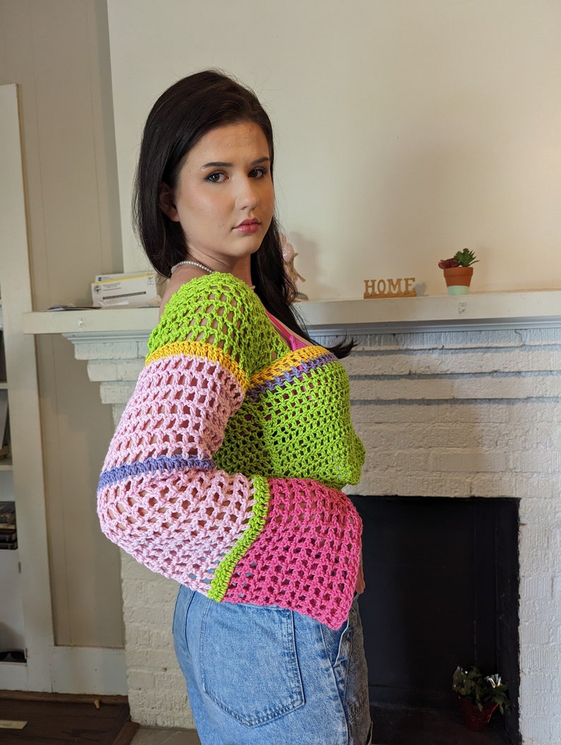 Cropped Shrug Crochet Pattern / Crochet Mesh Jumper / Shrug Etsy
