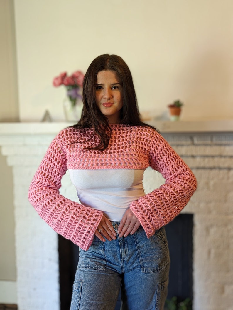 Cropped Shrug Crochet Pattern/crochet Mesh Jumper/ Shrug Etsy